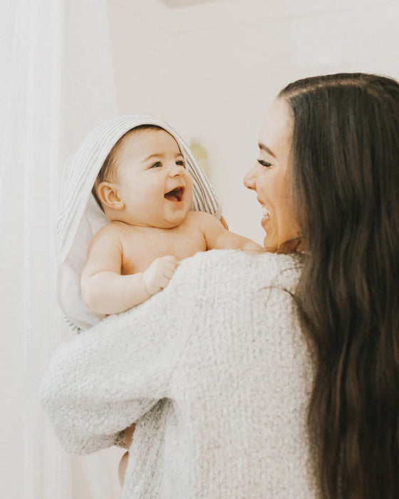 Little Unicorn Infant Hooded Towel - Grey Stripe