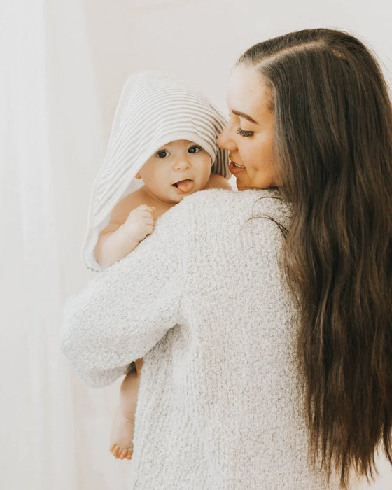 Little Unicorn Infant Hooded Towel - Grey Stripe