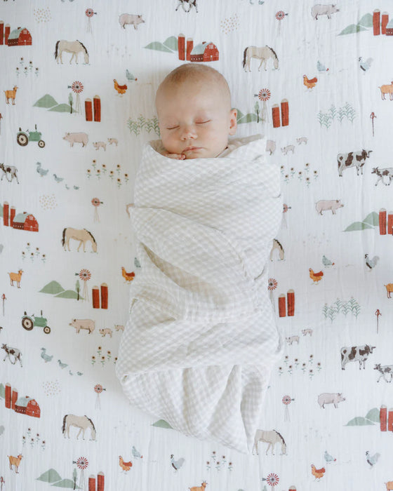 Little Unicorn Cotton Muslin Crib Sheet - Farmyard