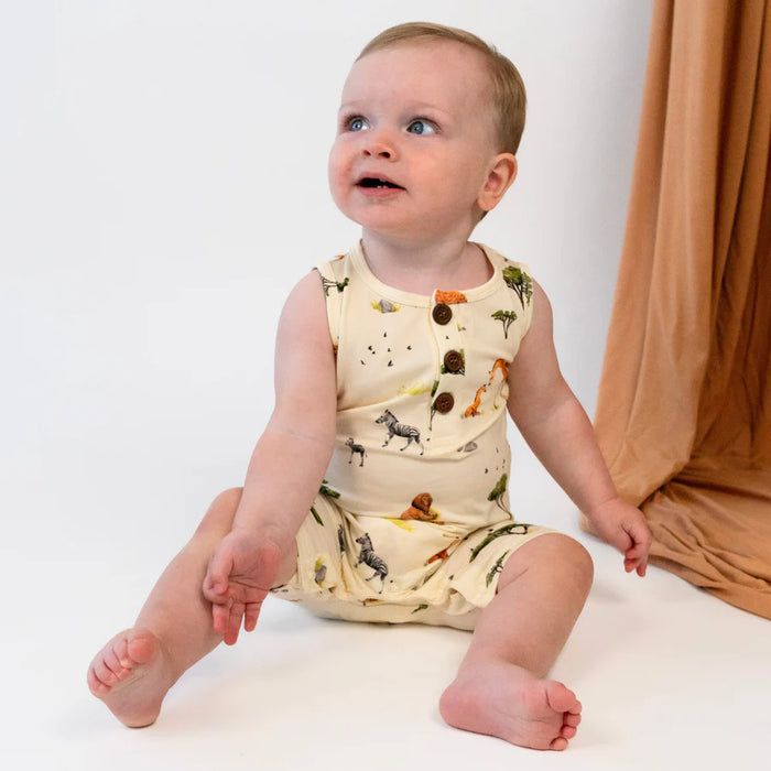 Belan.J Sleeveless Shortall Romper - Safari