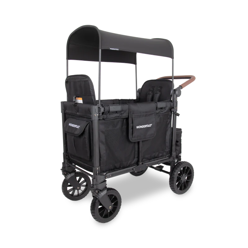 WonderFold W2 Luxe PRO Double Stroller Wagon - Jet Black