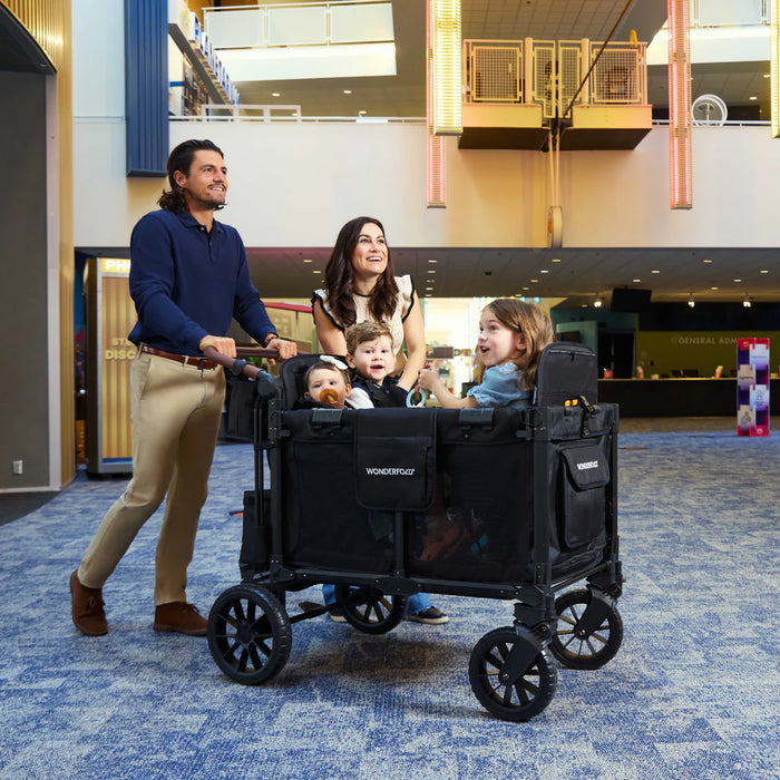 WonderFold W4 Luxe PRO Quad Stroller Wagon - Jet Black