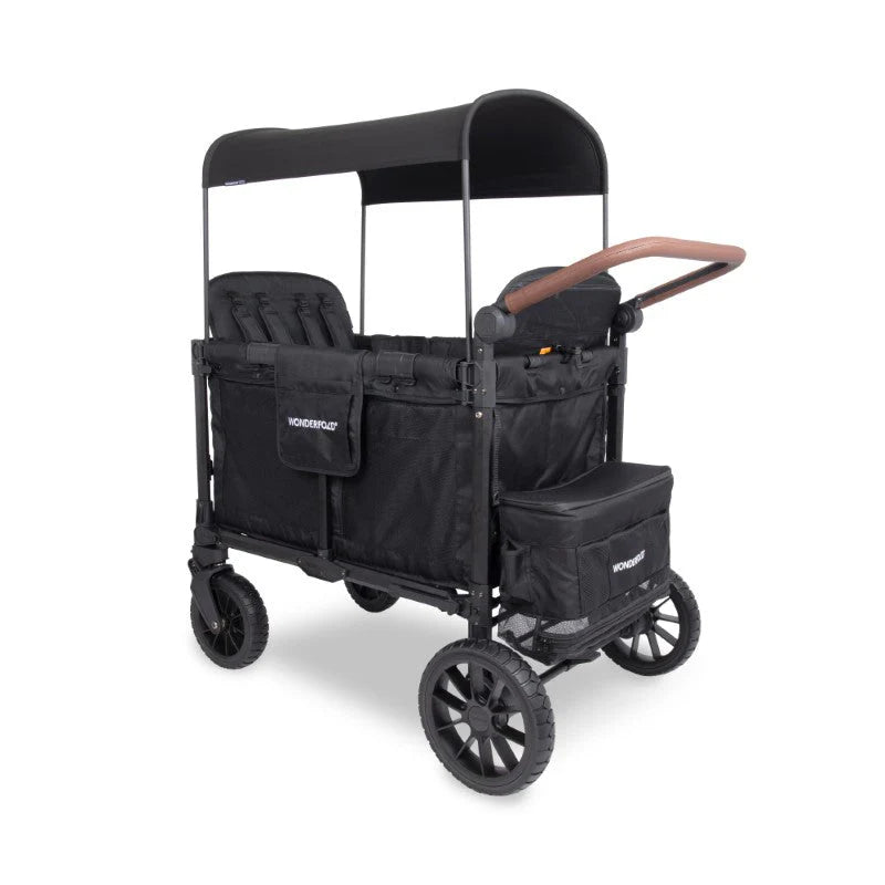 WonderFold W4 Luxe PRO Quad Stroller Wagon - Jet Black