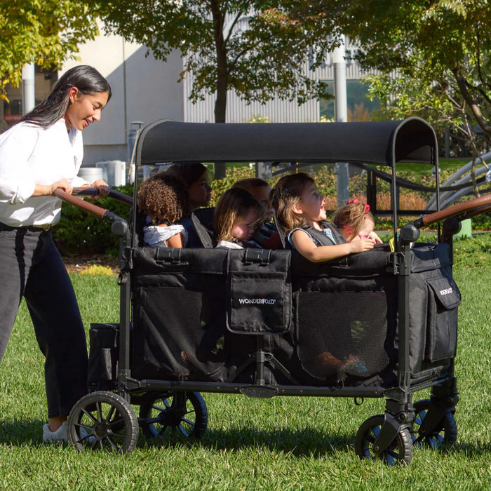 WonderFold W6 Luxe PRO 6-Seater Stroller Wagon - Jet Black