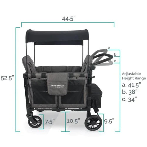 WonderFold W2 Elite Double Stroller Wagon - Volcanic Black