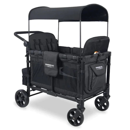 WonderFold W4 Elite Quad Stroller Wagon - Volcanic Black
