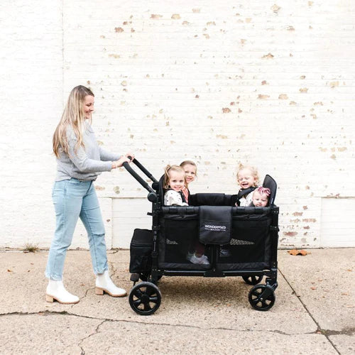 WonderFold W4 Elite Quad Stroller Wagon - Volcanic Black