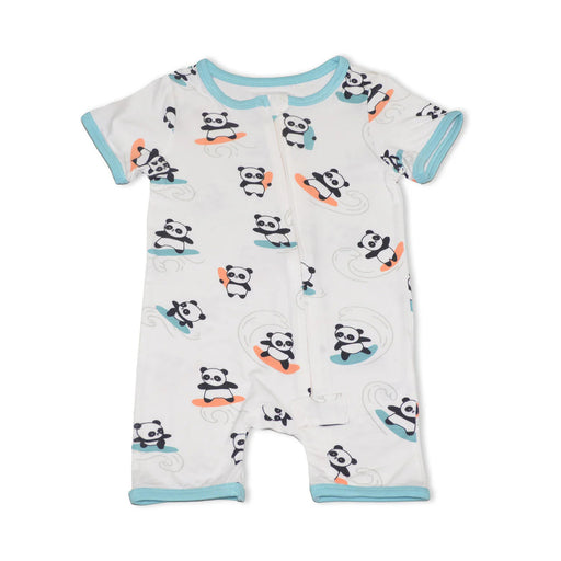 Silkberry Baby Bamboo Short Sleeve Zippy Romper - Surf Up Panda