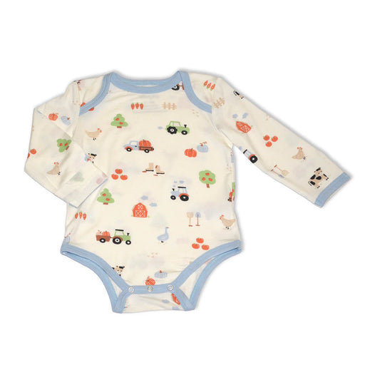 Silkberry Baby Long Sleeve Onesie - Pumpkin Farm Print
