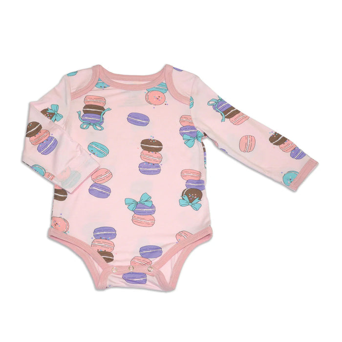 Silkberry Baby Long Sleeve Onesie - Macaron Party Print