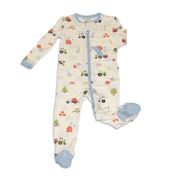 Silkberry Baby Bamboo Footed Sleeper w/ 2 Way Zipper - Pumpkin Farm Print
