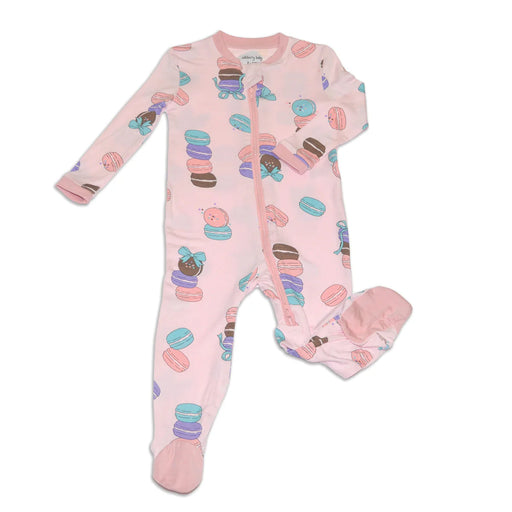 Silkberry Baby Bamboo Footed Sleeper w/ 2 Way Zipper - Macaron Party Print