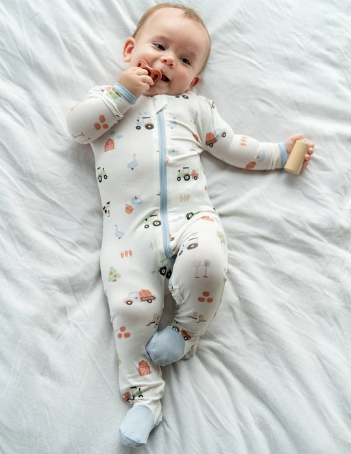 Silkberry Baby Bamboo Footed Sleeper w/ 2 Way Zipper - Pumpkin Farm Print