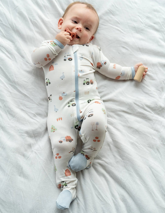 Silkberry Baby Bamboo Footed Sleeper w/ 2 Way Zipper - Pumpkin Farm Print