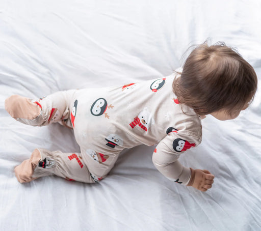 Silkberry Baby Footed Sleeper - Snowy Faces Print