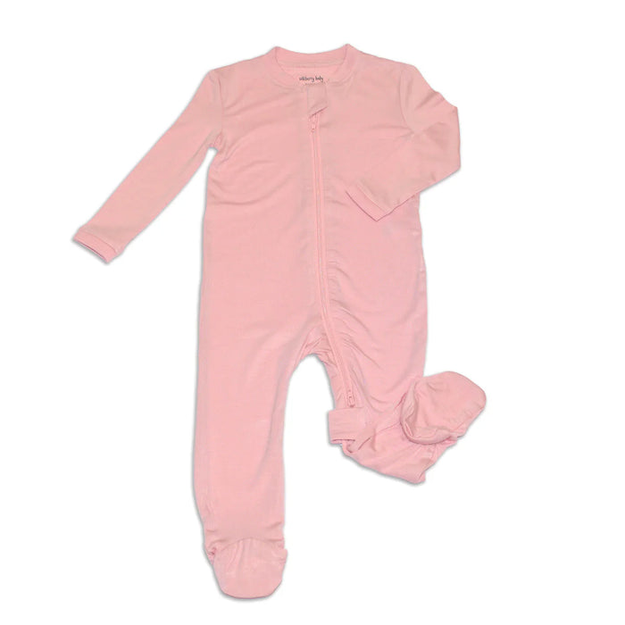 Silkberry Baby Bamboo Footed Sleeper w/ 2 Way Zipper - Coral Blush