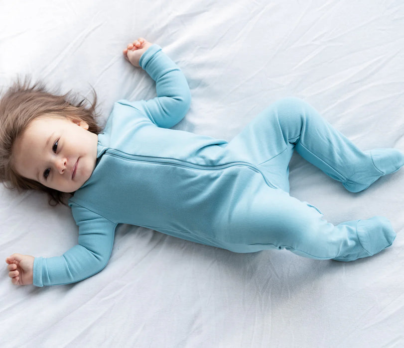 Silkberry Baby Bamboo Fleece Footie w/2 Way Zipper - Reef