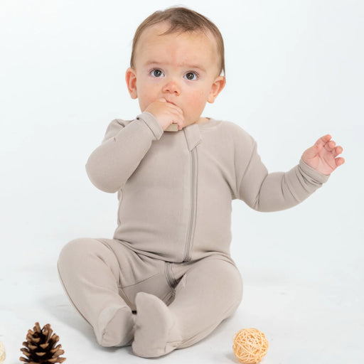Silkberry Baby Bamboo Fleece Footie w/2 Way Zipper - Taupe