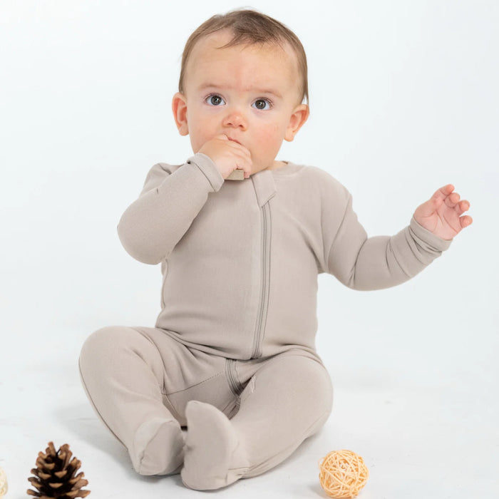 Silkberry Baby Bamboo Fleece Footie w/2 Way Zipper - Taupe