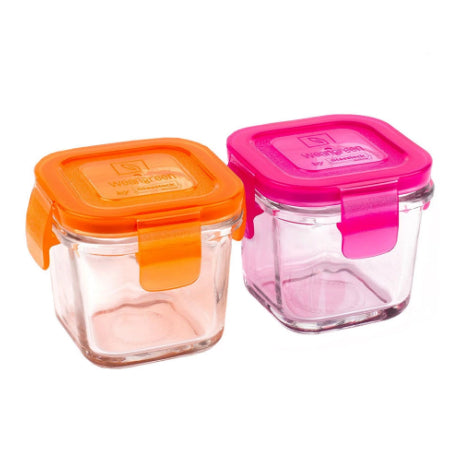 Wean Green Glass Mini Cubes Raspberry/Carrot 2pk
