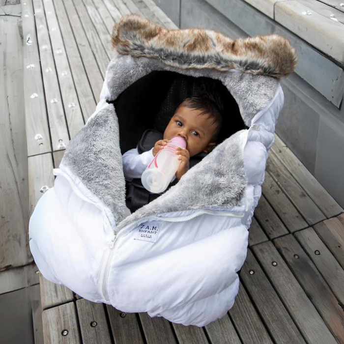 7 AM Enfant Cocoon White Faux Fur Collar