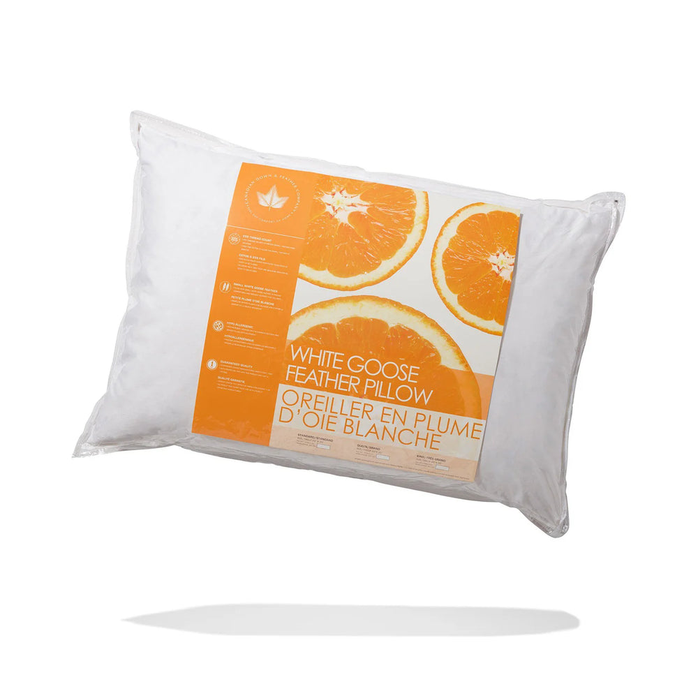 Canadian Down & Feather White Goose Feather Pillow - Soft/Queen
