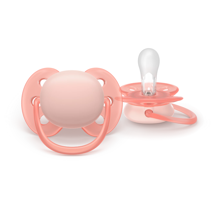 Avent Ultra Soft Pacifier 2pk 0-6M - Sand/Blossom