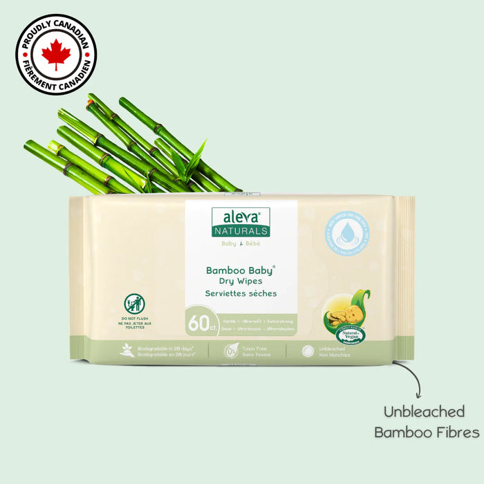 Aleva Bamboo Baby Dry Wipes 60ct