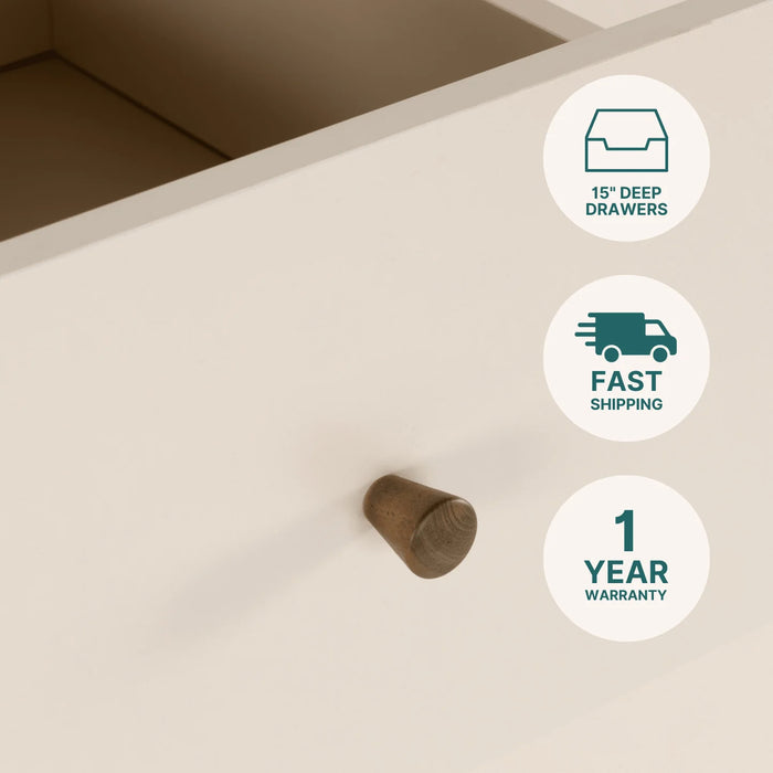 Dadada Austin 5-Drawer Dresser - White/Walnut Oak (2box)