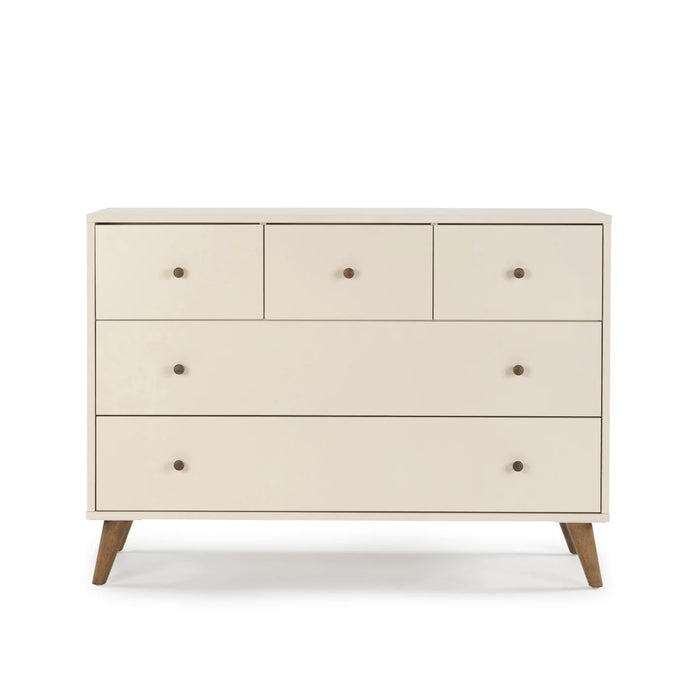 Dadada Austin 5-Drawer Dresser - White/Walnut Oak (2box)