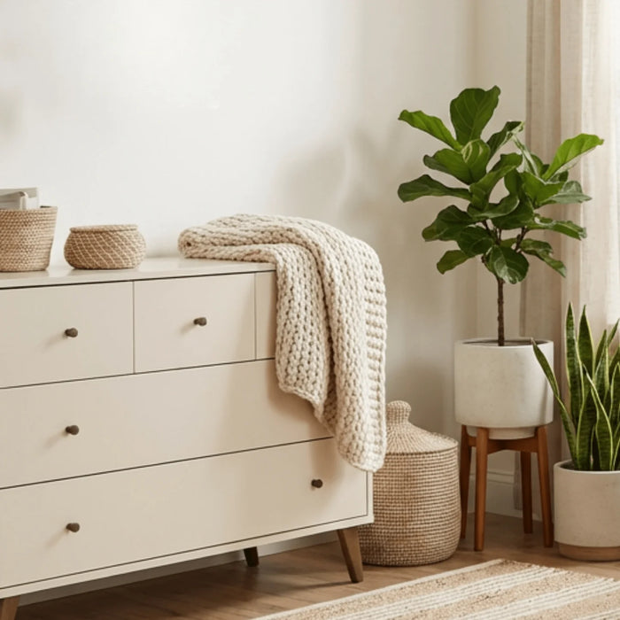 Dadada Austin 5-Drawer Dresser - White/Walnut Oak (2box)
