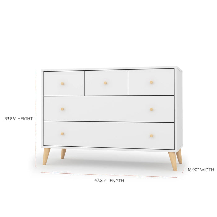 Dadada Austin 5-Drawer Dresser - White/Natural (2box)