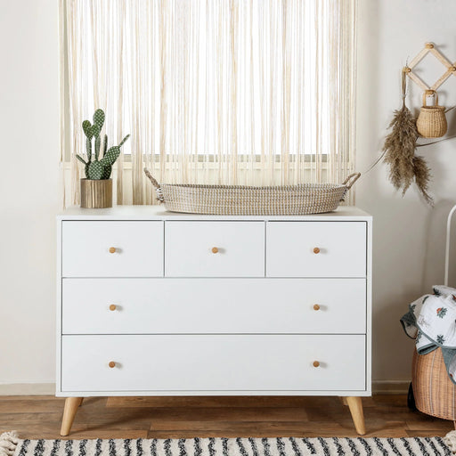 Dadada Austin 5-Drawer Dresser - White/Natural (2box)