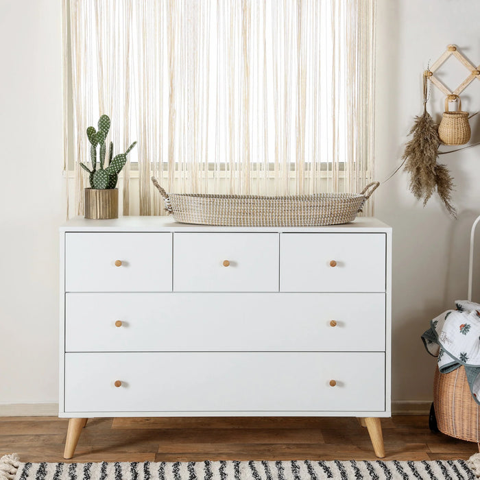 Dadada Austin 5-Drawer Dresser - White/Natural (2box)