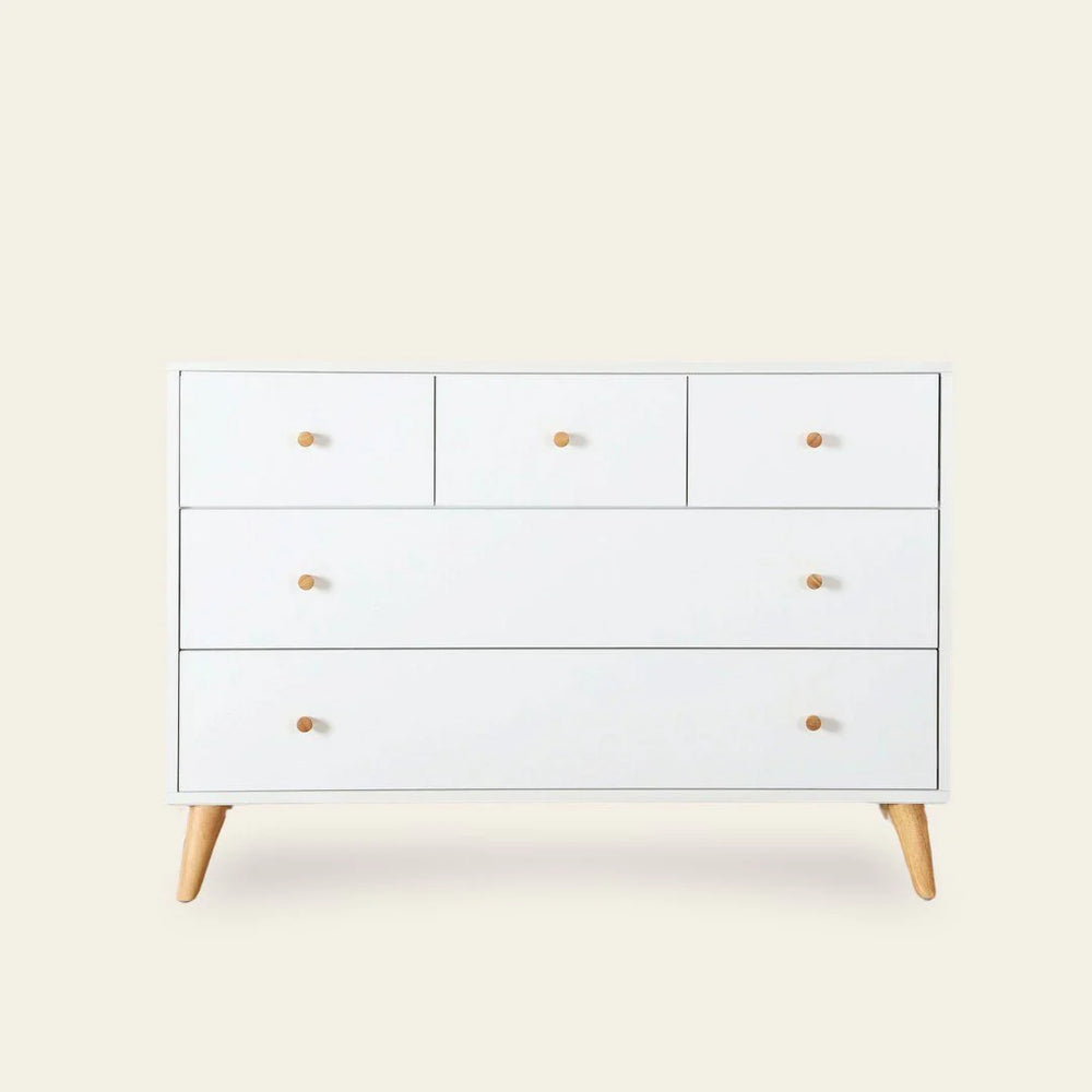 Dadada Austin 5-Drawer Dresser - White/Natural (2box)