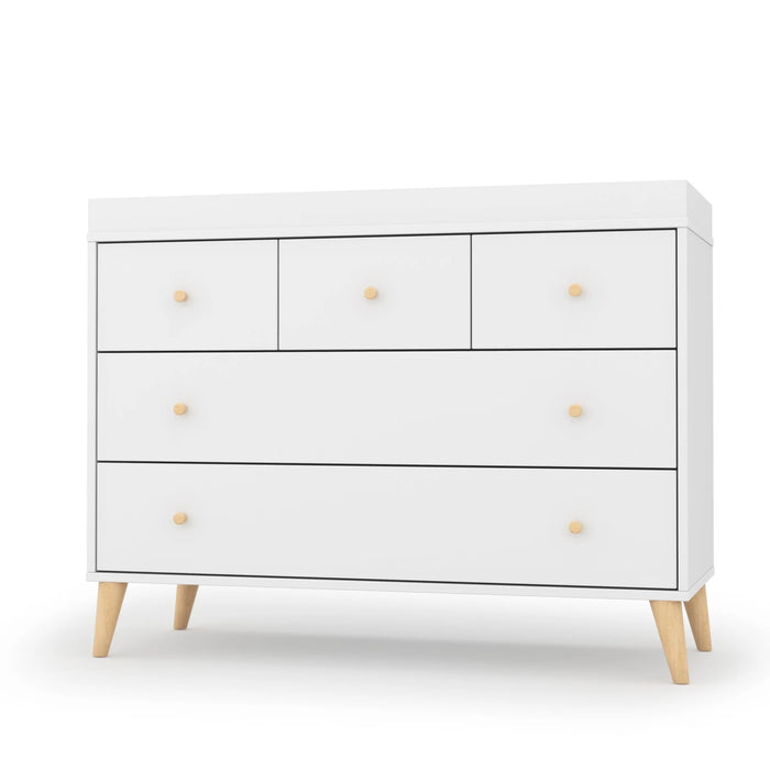 Dadada Austin 5-Drawer Dresser - White/Natural (2box)