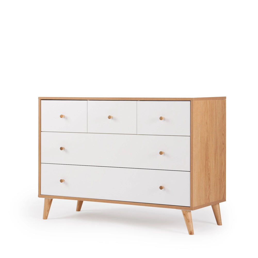 Dadada Austin 5-Drawer Dresser - White/Red Oak (2box)