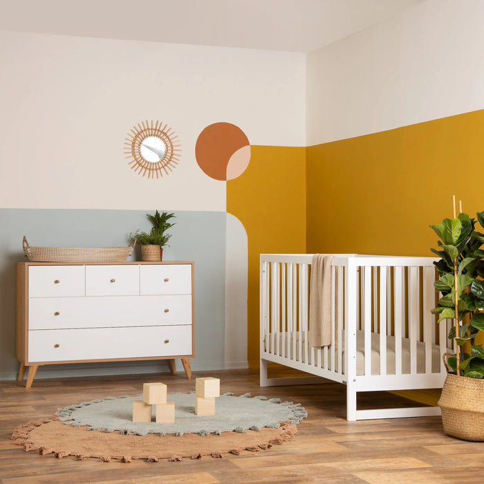 Dadada Austin 5-Drawer Dresser - White/Red Oak (2box)