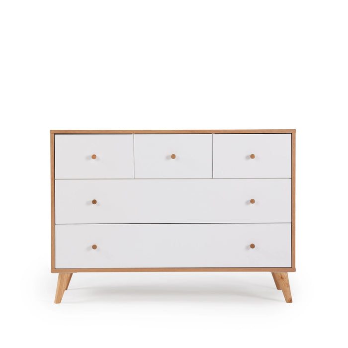 Dadada Austin 5-Drawer Dresser - White/Red Oak (2box)