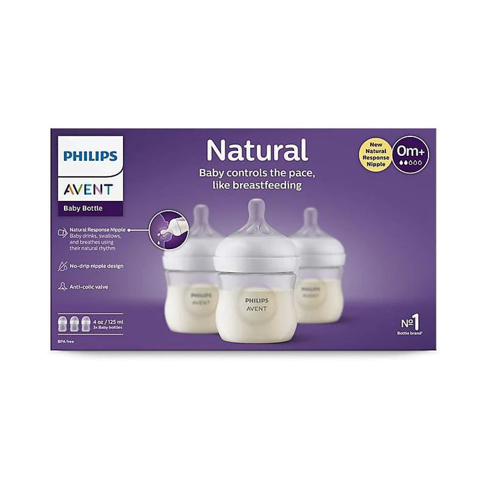 Avent Natural Bottle 4oz Clear - 0m+ 3 pack