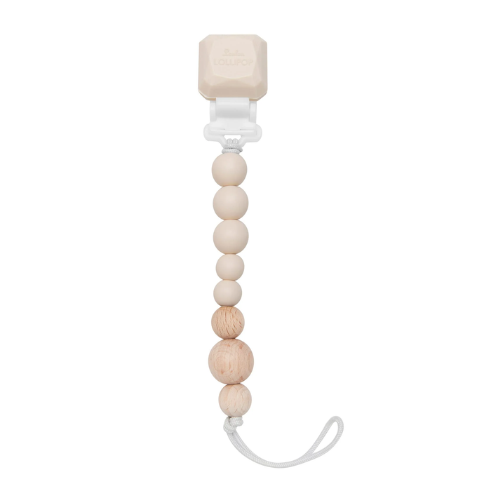 Loulou Lollipop Colour Pop Silicone & Wood Pacifier Clip Coconut Milk