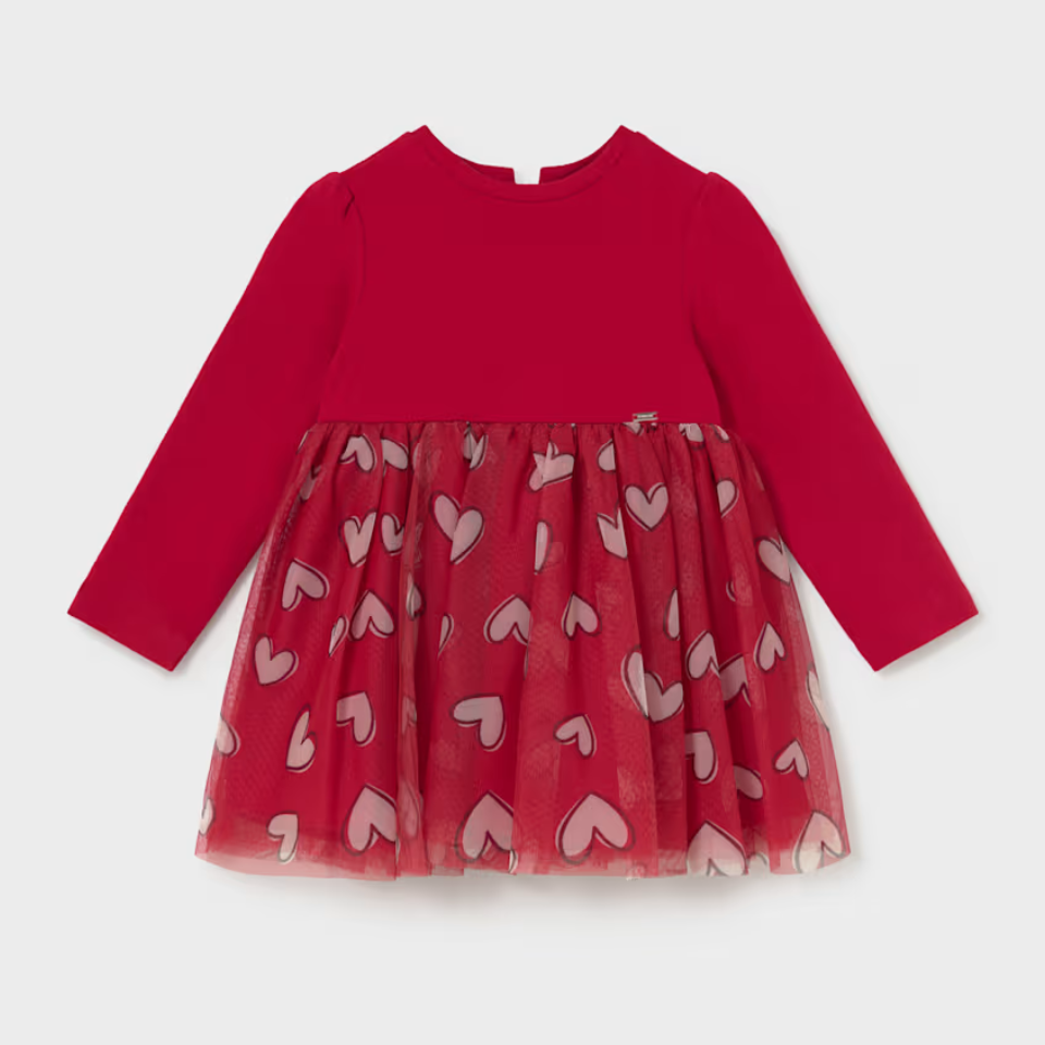 Mayoral Knit Tulle Dress - Rojo