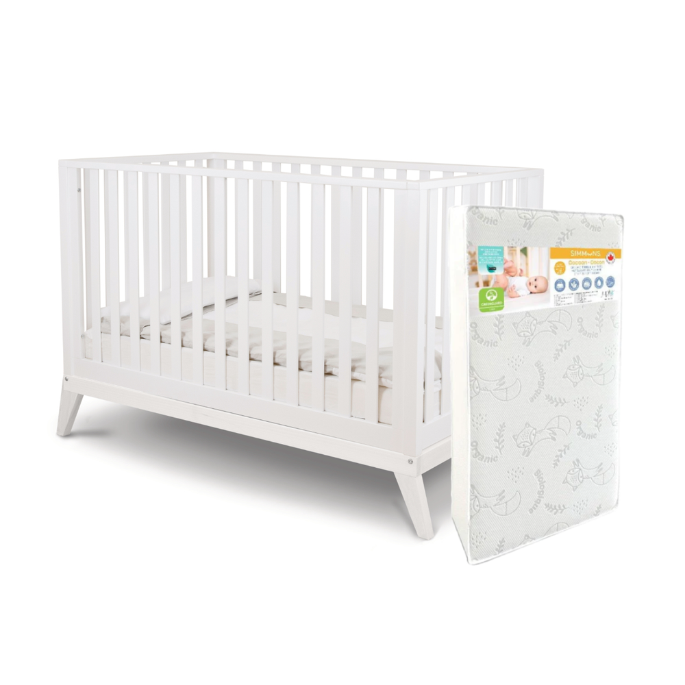 Pali Donatello Classico Crib + Simmons Cocoon Mattress - White