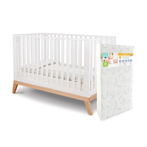 Pali Donatello Classico Crib + Simmons Cocoon Mattress - White/Natural