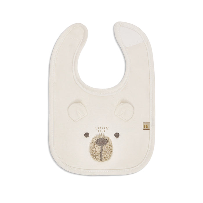 Piccolo Bambino Milk Bib 5pk 3 embroidered & 2 all over printed - Beige