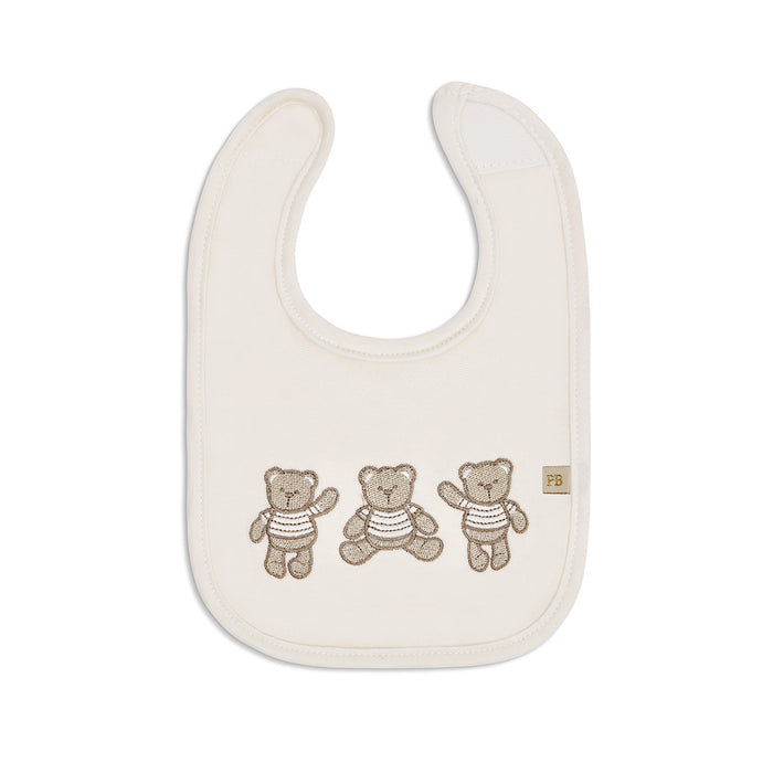 Piccolo Bambino Milk Bib 5pk 3 embroidered & 2 all over printed - Beige