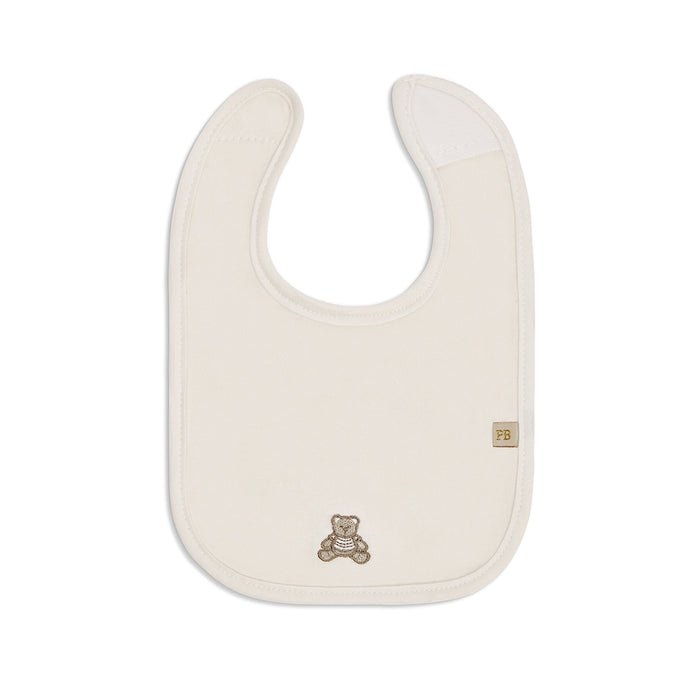 Piccolo Bambino Milk Bib 5pk 3 embroidered & 2 all over printed - Beige