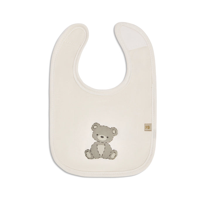 Piccolo Bambino Milk Bib 5pk 3 embroidered & 2 all over printed - Beige