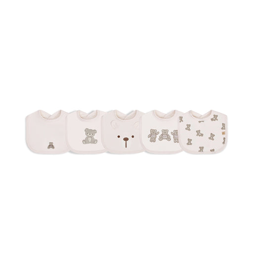 Piccolo Bambino Milk Bib 5pk 3 embroidered & 2 all over printed - Pink