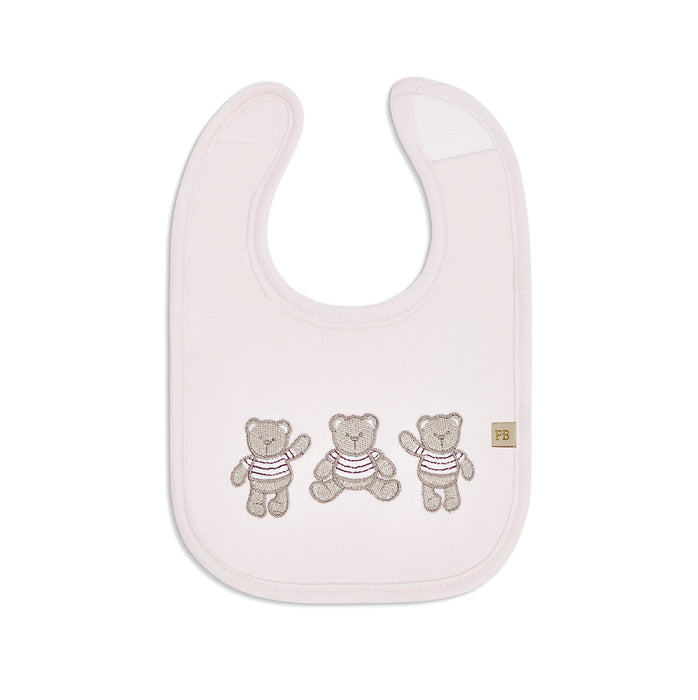 Piccolo Bambino Milk Bib 5pk 3 embroidered & 2 all over printed - Pink